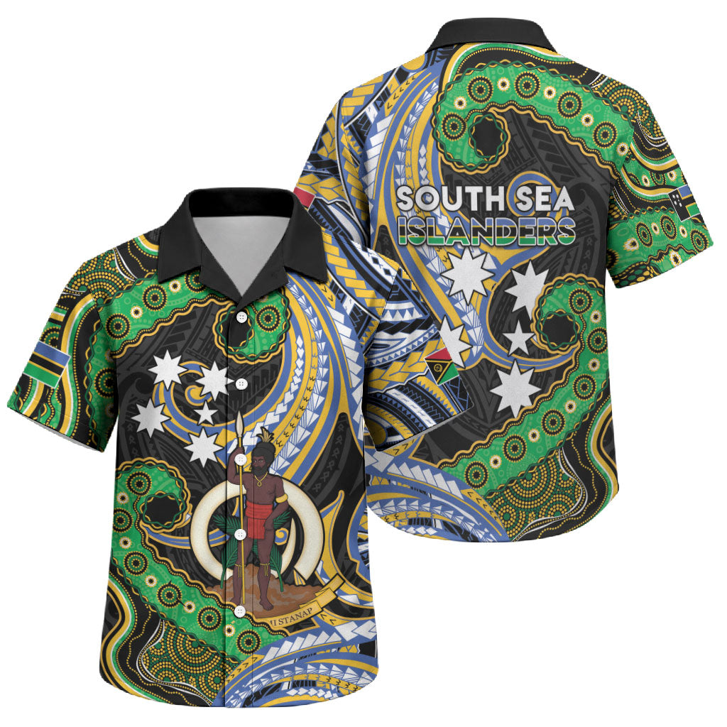 South Sea Islanders And Vanuatu Family Matching Tank Maxi Dress and Hawaiian Shirt Boar Tusk Warrior Southern Tribal Pattern DT05 Son's Shirt Black - Polynesian Pride