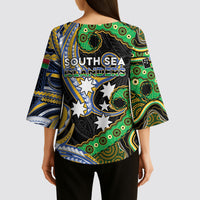 South Sea Islanders And Vanuatu Kimono Sleeve Blouse Boar Tusk Warrior Southern Tribal Pattern DT05 - Polynesian Pride