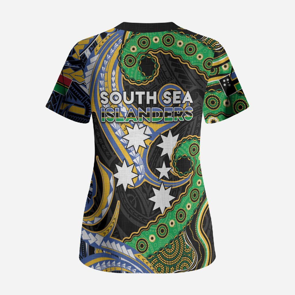 South Sea Islanders And Vanuatu Scrub Top Boar Tusk Warrior Southern Tribal Pattern DT05 - Polynesian Pride