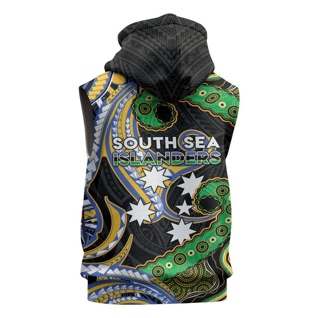 South Sea Islanders And Vanuatu Sleeveless Zip Hoodie Boar Tusk Warrior Southern Tribal Pattern DT05 - Polynesian Pride