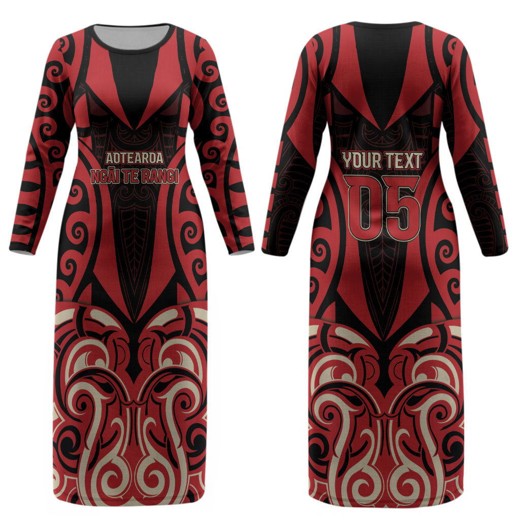 Custom Aotearoa Ngai Te Rangi Couples Matching Long Sleeve Bodycon Dress and Hawaiian Shirt New Zealand Traditional Maori Pattern DT05 - Polynesian Pride