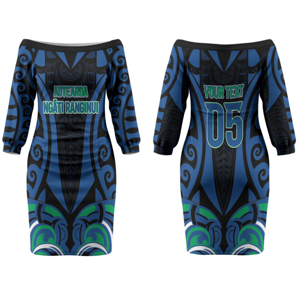 Custom Aotearoa Ngati Ranginui Couples Matching Off The Shoulder Long Sleeve Dress and Hawaiian Shirt New Zealand Traditional Maori Pattern DT05 - Polynesian Pride