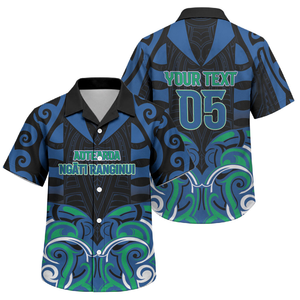 Custom Aotearoa Ngati Ranginui Family Matching Short Sleeve Bodycon Dress and Hawaiian Shirt New Zealand Traditional Maori Pattern DT05 Son's Shirt Navy - Polynesian Pride