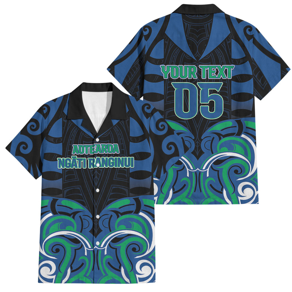 Custom Aotearoa Ngati Ranginui Family Matching Tank Maxi Dress and Hawaiian Shirt New Zealand Traditional Maori Pattern DT05 Dad's Shirt - Short Sleeve Navy - Polynesian Pride