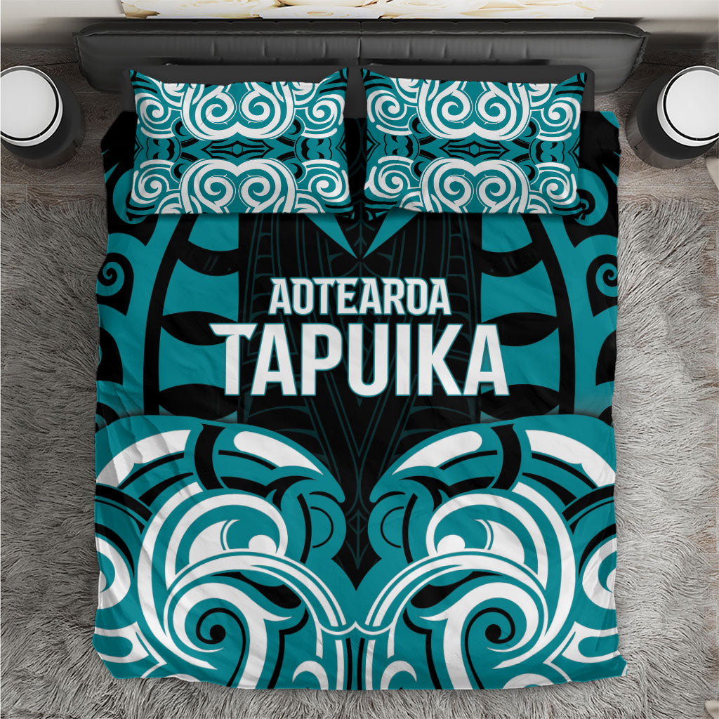 Aotearoa Tapuika Bedding Set New Zealand Traditional Maori Pattern DT05 Teal - Polynesian Pride