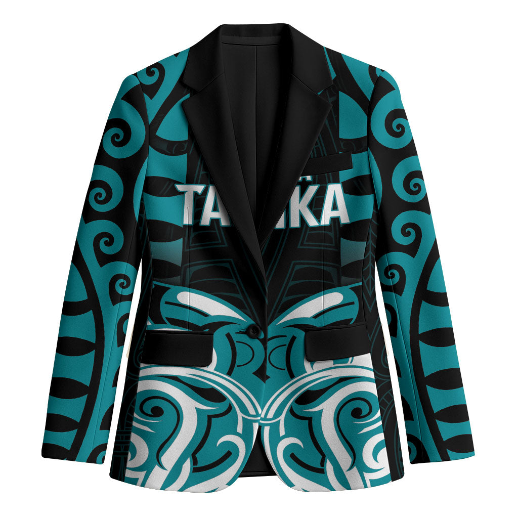 Custom Aotearoa Tapuika Blazer New Zealand Traditional Maori Pattern DT05 Unisex Teal - Polynesian Pride