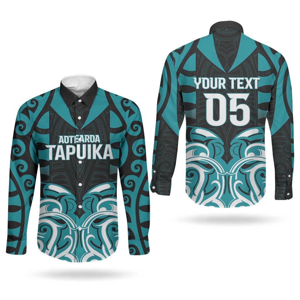 Custom Aotearoa Tapuika Couples Matching Long Sleeve Bodycon Dress and Long Sleeve Button Shirt New Zealand Traditional Maori Pattern DT05 - Polynesian Pride