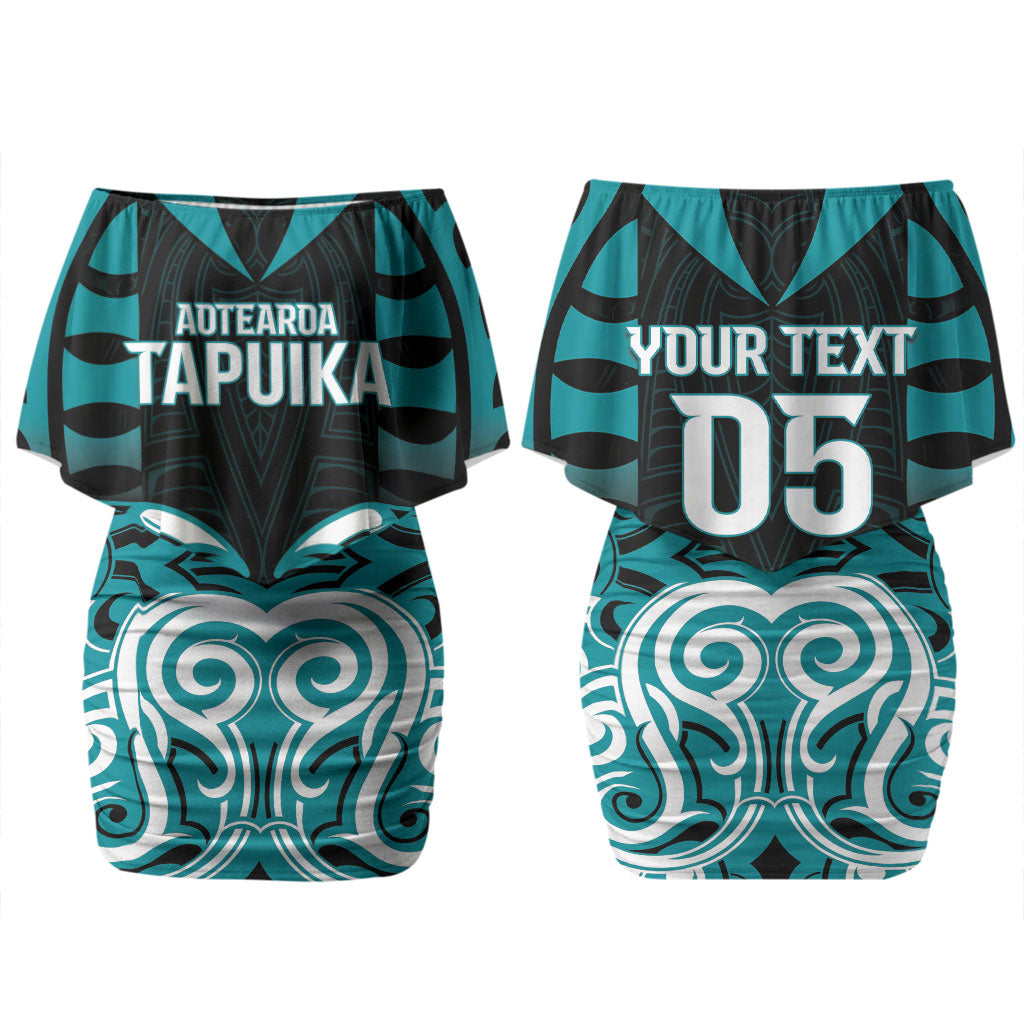 Custom Aotearoa Tapuika Couples Matching Off Shoulder Short Dress and Hawaiian Shirt New Zealand Traditional Maori Pattern DT05 - Polynesian Pride