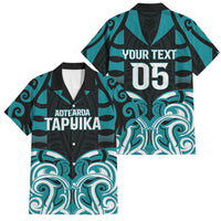 Custom Aotearoa Tapuika Family Matching Mermaid Dress and Hawaiian Shirt New Zealand Traditional Maori Pattern DT05 Dad's Shirt - Short Sleeve Teal - Polynesian Pride