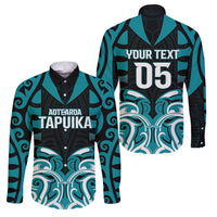 Custom Aotearoa Tapuika Family Matching Short Sleeve Bodycon Dress and Hawaiian Shirt New Zealand Traditional Maori Pattern DT05 Dad's Shirt - Long Sleeve Teal - Polynesian Pride