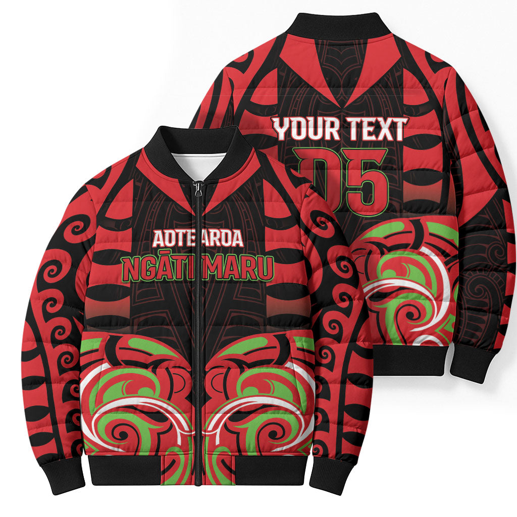 Custom Aotearoa Ngati Maru Bomber Puffer Jacket New Zealand Traditional Maori Pattern DT05 - Polynesian Pride