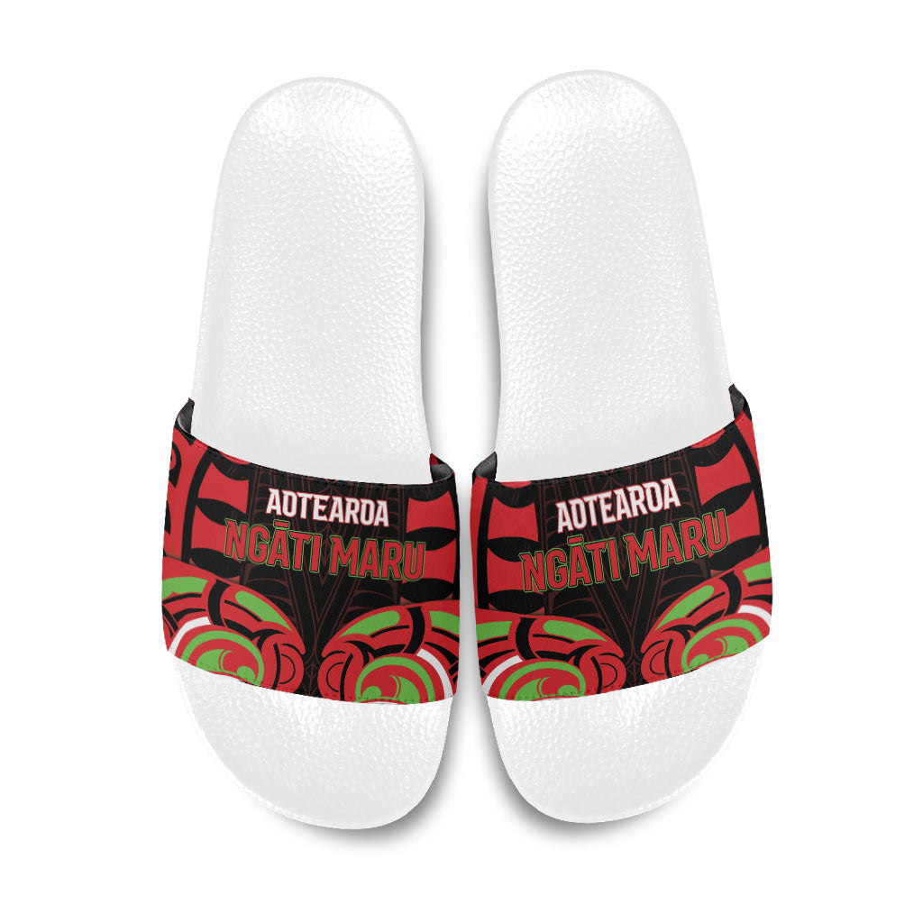 Aotearoa Ngati Maru Slide Sandals New Zealand Traditional Maori Pattern DT05 Red - Polynesian Pride