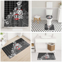 Black Palaka Hawaiian And Japanese Bathroom Set Maneki Neko And Sakura Bloom