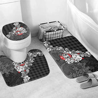 Black Palaka Hawaiian And Japanese Bathroom Set Maneki Neko And Sakura Bloom
