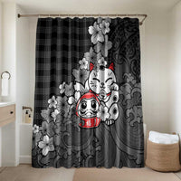 Black Palaka Hawaiian And Japanese Bathroom Set Maneki Neko And Sakura Bloom