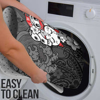 Black Palaka Hawaiian And Japanese Bathroom Set Maneki Neko And Sakura Bloom