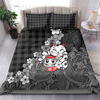 Black Palaka Hawaiian And Japanese Bedding Set Maneki Neko And Sakura Bloom