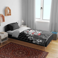 Black Palaka Hawaiian And Japanese Bedding Set Maneki Neko And Sakura Bloom
