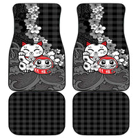 Black Palaka Hawaiian And Japanese Car Mats Maneki Neko And Sakura Bloom DT05 - Polynesian Pride