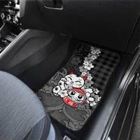 Black Palaka Hawaiian And Japanese Car Mats Maneki Neko And Sakura Bloom DT05 - Polynesian Pride