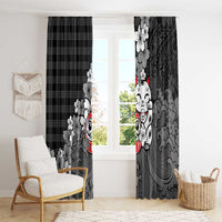 Black Palaka Hawaiian And Japanese Window Curtain Maneki Neko And Sakura Bloom