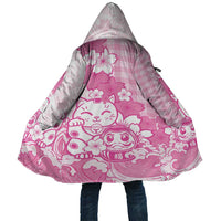 Pink Palaka Hawaiian And Japanese Cloak Maneki Neko And Sakura Bloom