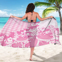 Pink Palaka Hawaiian And Japanese Sarong Maneki Neko And Sakura Bloom