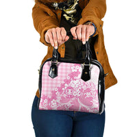 Pink Palaka Hawaiian And Japanese Shoulder Handbag Maneki Neko And Sakura Bloom DT05 One Size Pink - Polynesian Pride