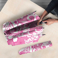 Pink Palaka Hawaiian And Japanese Umbrella Maneki Neko And Sakura Bloom