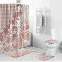 Beige Palaka Hawaiian And Japanese Bathroom Set Maneki Neko And Sakura Bloom