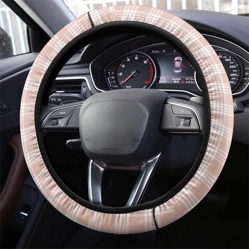 Beige Palaka Hawaiian And Japanese Steering Wheel Cover Maneki Neko And Sakura Bloom DT05 - Polynesian Pride