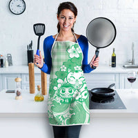 Green Palaka Hawaiian And Japanese Apron Maneki Neko And Sakura Bloom