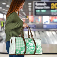 Green Palaka Hawaiian And Japanese Travel Bag Maneki Neko And Sakura Bloom