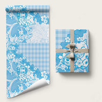 Blue Palaka Hawaiian And Japanese Wrapping Paper Maneki Neko And Sakura Bloom
