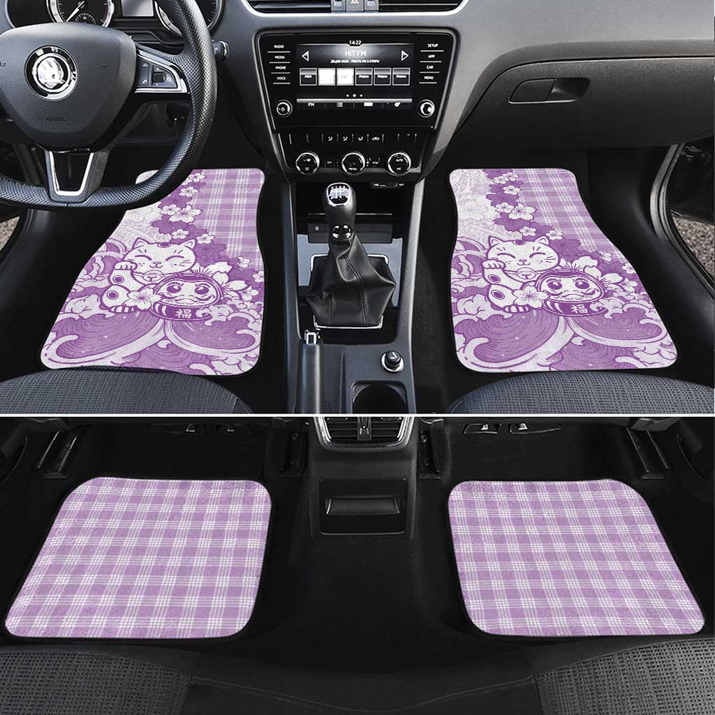 Purple Palaka Hawaiian And Japanese Car Mats Maneki Neko And Sakura Bloom