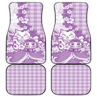 Purple Palaka Hawaiian And Japanese Car Mats Maneki Neko And Sakura Bloom