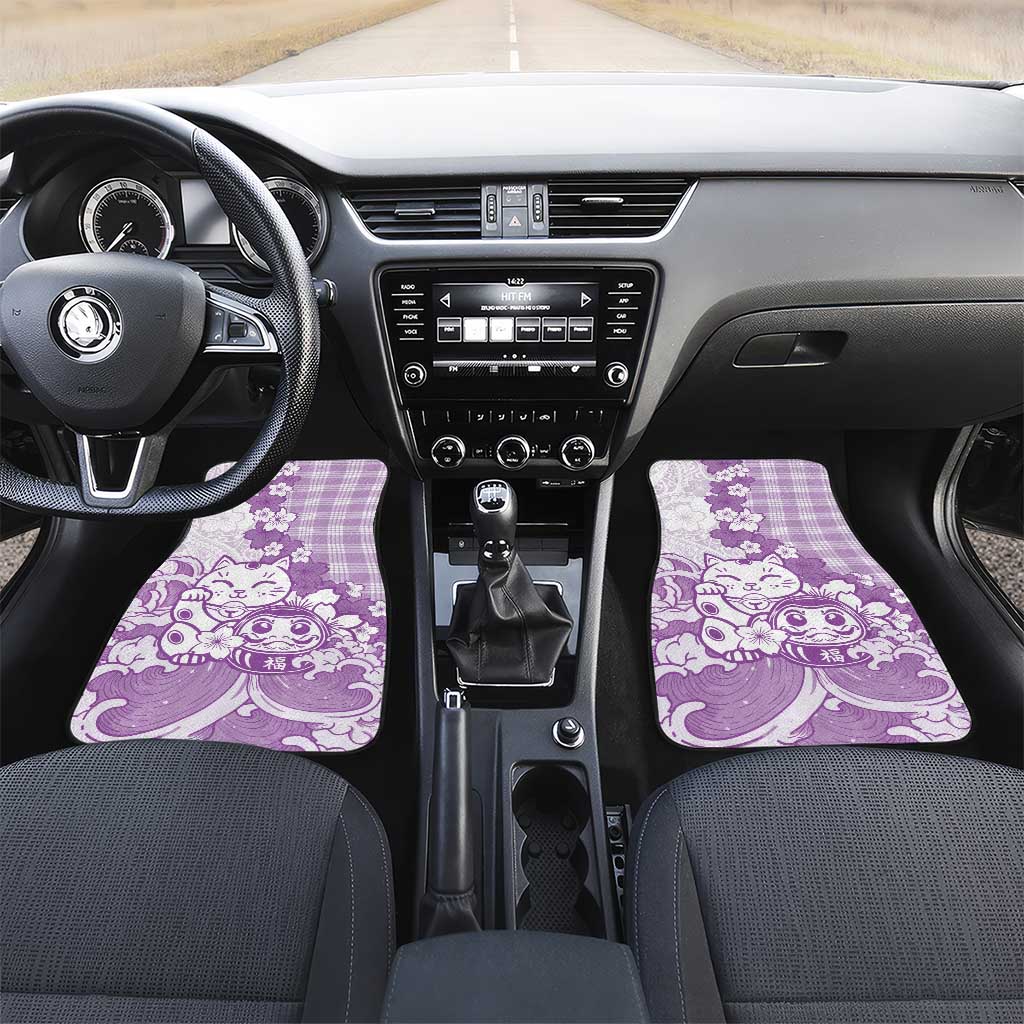 Purple Palaka Hawaiian And Japanese Car Mats Maneki Neko And Sakura Bloom