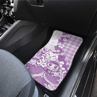 Purple Palaka Hawaiian And Japanese Car Mats Maneki Neko And Sakura Bloom