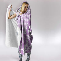 Purple Palaka Hawaiian And Japanese Hooded Blanket Maneki Neko And Sakura Bloom DT05 - Polynesian Pride