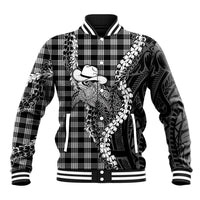 Black Hawaii Palaka Cowboy Turtle Baseball Jacket Hawaiian Paniolo Puakenikeni Maile Lei DT05 Unisex Black - Polynesian Pride