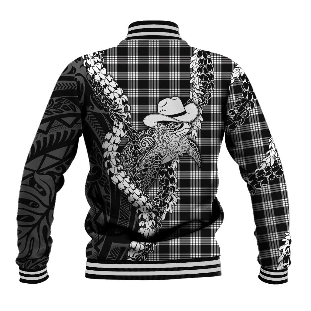 Black Hawaii Palaka Cowboy Turtle Baseball Jacket Hawaiian Paniolo Puakenikeni Maile Lei DT05 - Polynesian Pride
