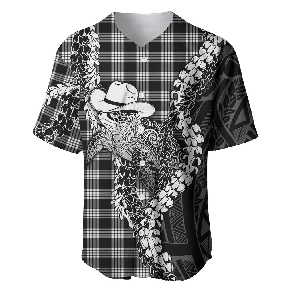 Black Hawaii Palaka Cowboy Turtle Baseball Jersey Hawaiian Paniolo Puakenikeni Maile Lei
