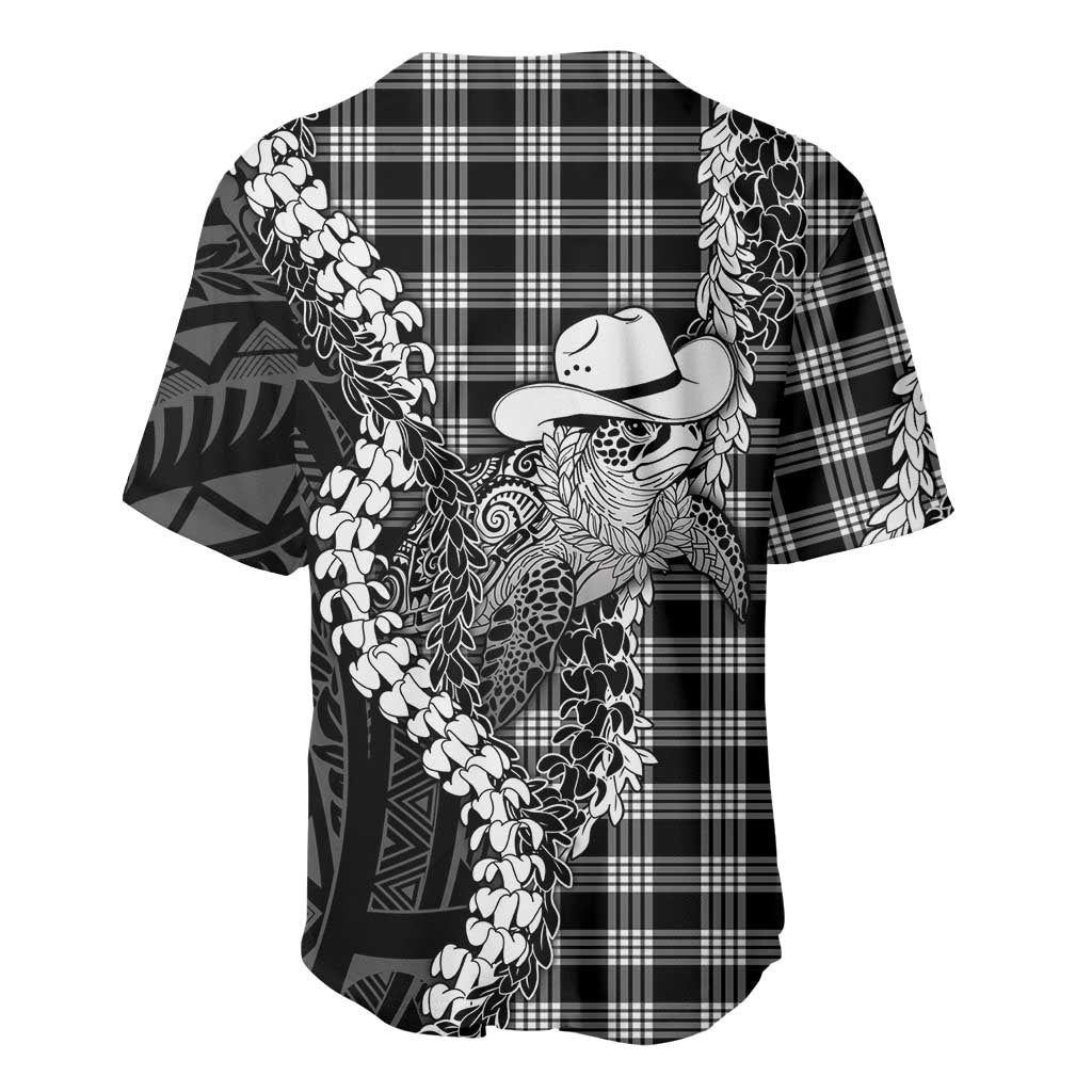Black Hawaii Palaka Cowboy Turtle Baseball Jersey Hawaiian Paniolo Puakenikeni Maile Lei