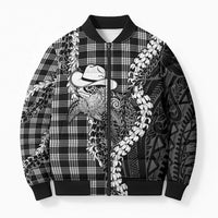 Black Hawaii Palaka Cowboy Turtle Bomber Puffer Jacket Hawaiian Paniolo Puakenikeni Maile Lei DT05 Unisex Black - Polynesian Pride