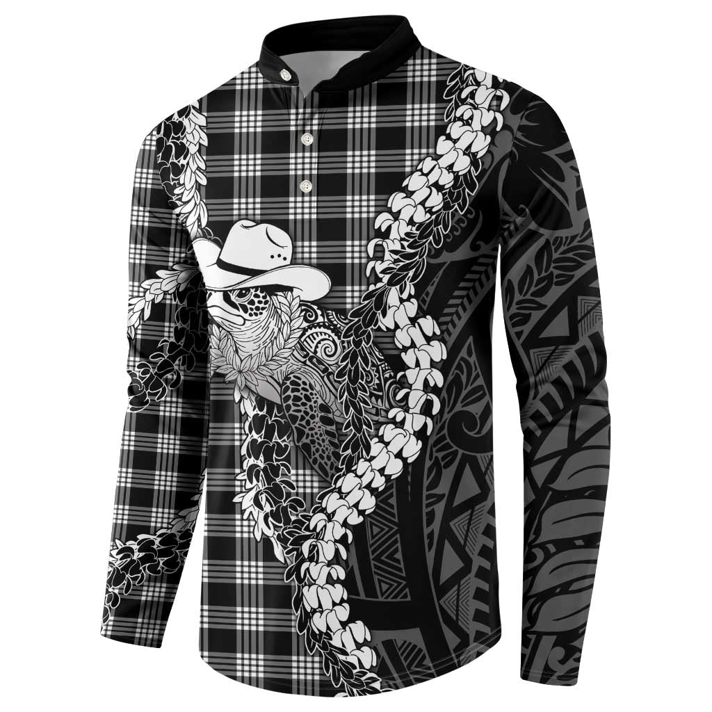 Black Hawaii Palaka Cowboy Turtle Button Sweatshirt Hawaiian Paniolo Puakenikeni Maile Lei DT05 - Polynesian Pride