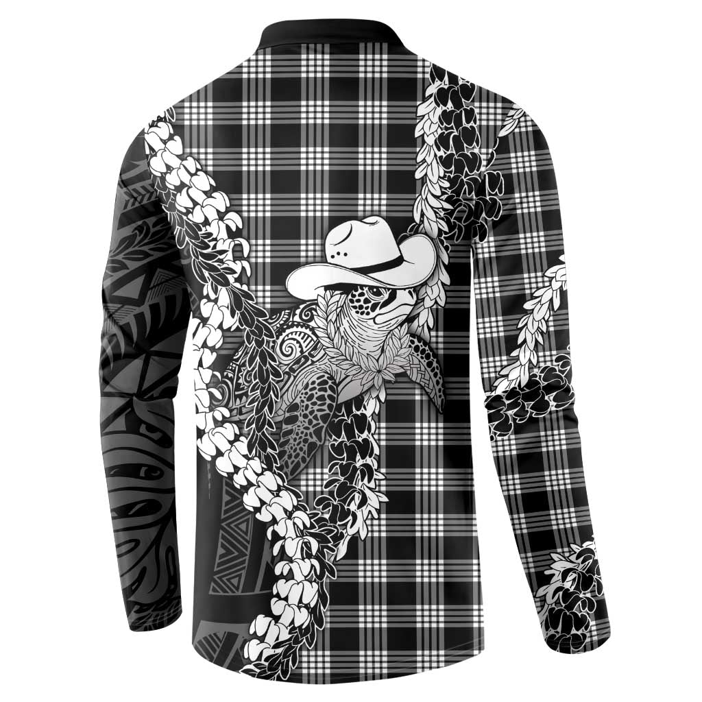 Black Hawaii Palaka Cowboy Turtle Button Sweatshirt Hawaiian Paniolo Puakenikeni Maile Lei DT05 - Polynesian Pride