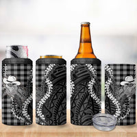 Black Hawaii Palaka Cowboy Turtle 4 in 1 Can Cooler Tumbler Hawaiian Paniolo Puakenikeni Maile Lei