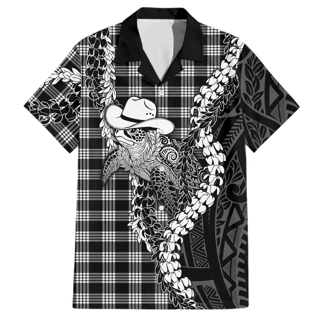 Black Hawaii Palaka Cowboy Turtle Family Matching Mermaid Dress and Hawaiian Shirt Hawaiian Paniolo Puakenikeni Maile Lei