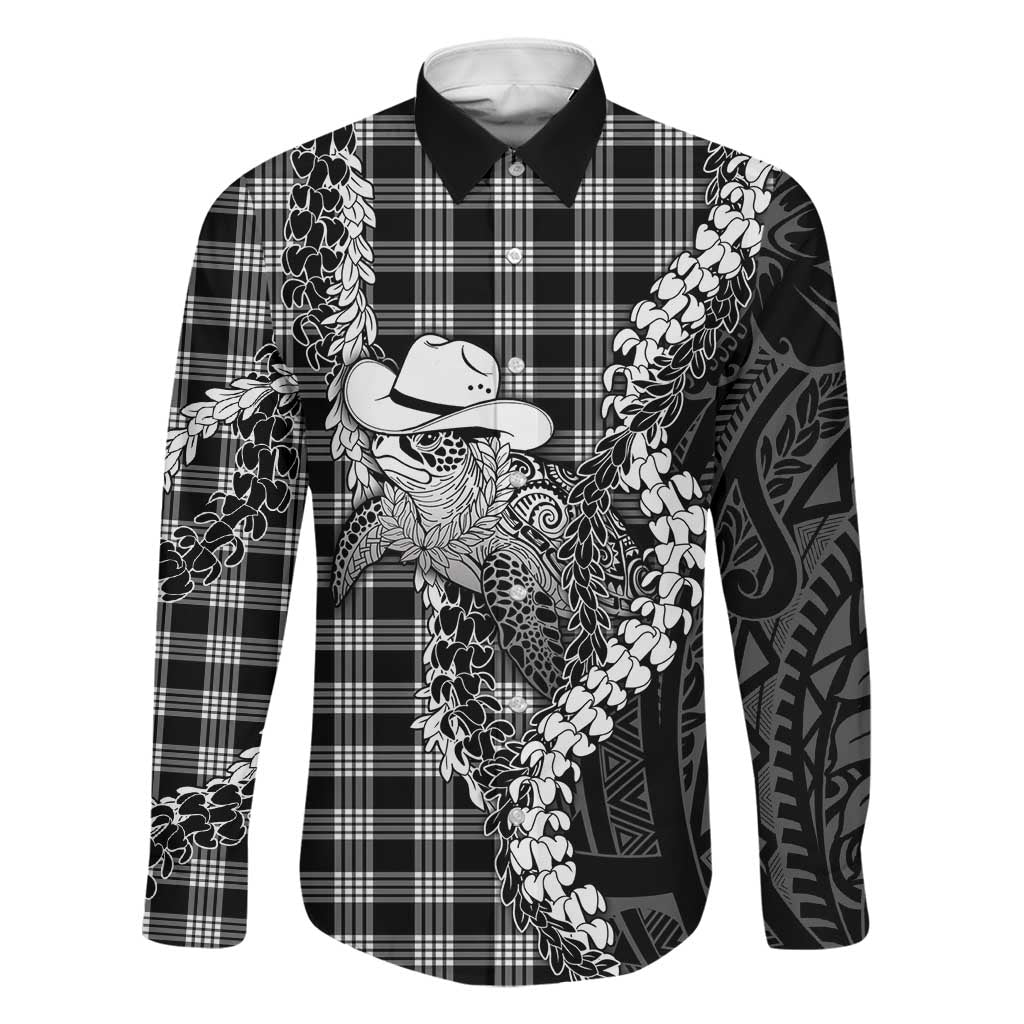 Black Hawaii Palaka Cowboy Turtle Family Matching Mermaid Dress and Hawaiian Shirt Hawaiian Paniolo Puakenikeni Maile Lei