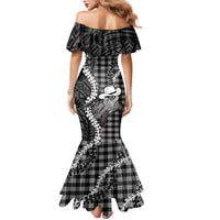 Black Hawaii Palaka Cowboy Turtle Family Matching Mermaid Dress and Hawaiian Shirt Hawaiian Paniolo Puakenikeni Maile Lei